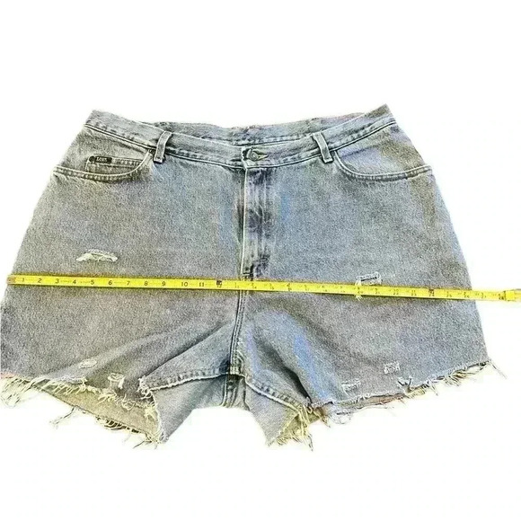 VTG 90s Y2K Lee Denim Cutoff Shorts 38” Waist ACTUAL Relaxed Western Grunge - Picture 6 of 7